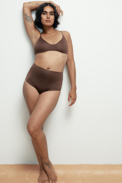 ZARA БРАЛЕТТ ИЗ СМЕСОВОГО ПОЛИАМИДА НА БРЕТЕЛЯХ, КОРИЧНЕВЫЙ