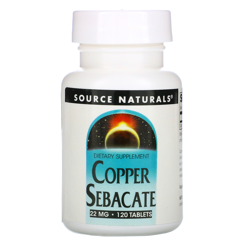 Source Naturals, себацинат меди, 22 мг, 120 таблеток