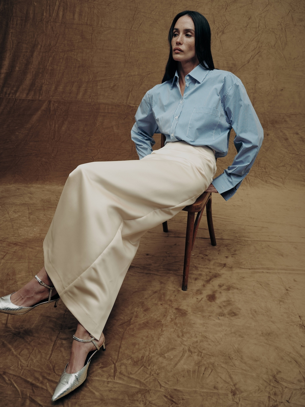 Юбка из сатина желтая