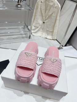 Prada Crochet Platform Slides