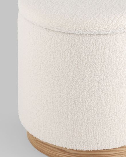 Пуф с ящиком Холли L тедди белый