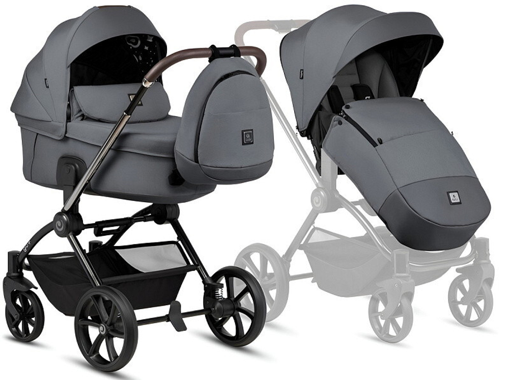 Детская коляска Tutis Gio Plus 3 в 1 с автокреслом Elo Lux EduSky Black 1552133 Grigio