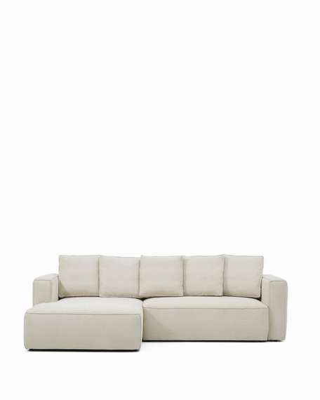 3-местный диван-кровать Marela бежевый шенилл с кушеткой слева, 276 см