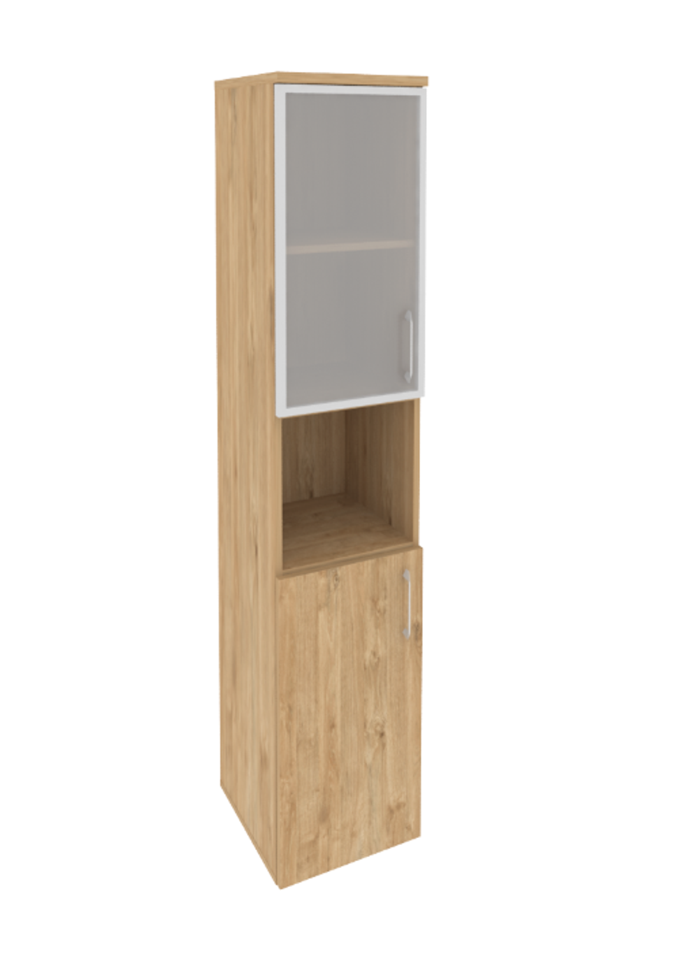 Шкаф-пенал с 2 комплектами дверей, стеклом в раме и нишей Onix