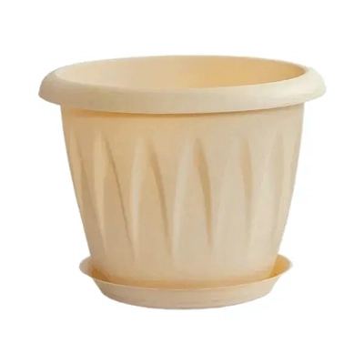 Кашпо АЛИЦИЯ D200мм 2,6л с поддоном Белая Глина 0,16,2х0,2м