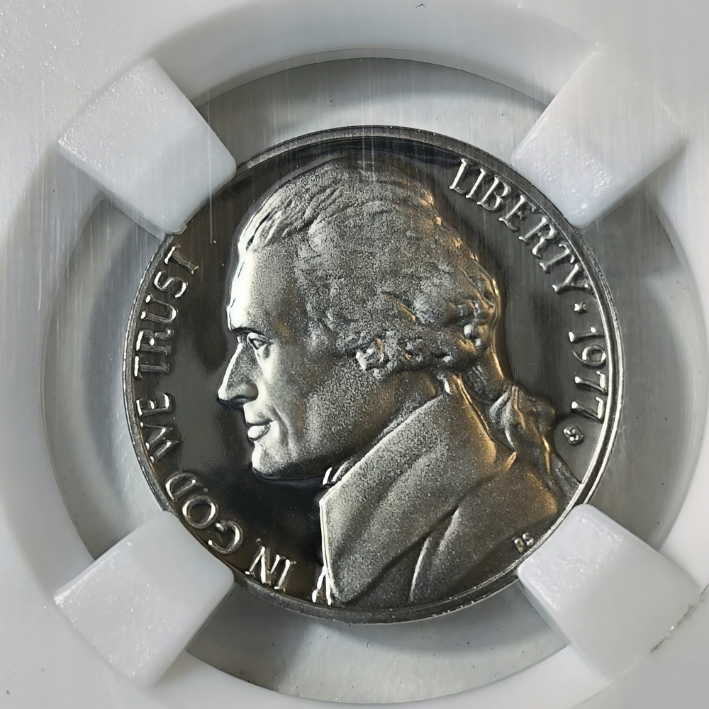 Монета США 5 центов 1977 год "Jefferson Nickel (Джефферсон)"