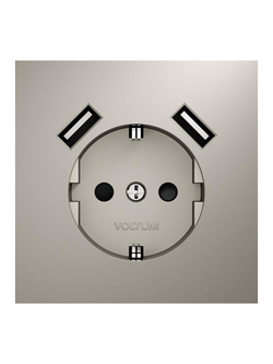 Розетка 1-м СП S70 16А с USB A+A с заземл. защ. шторки механизм кашемир Voltum VLS040403