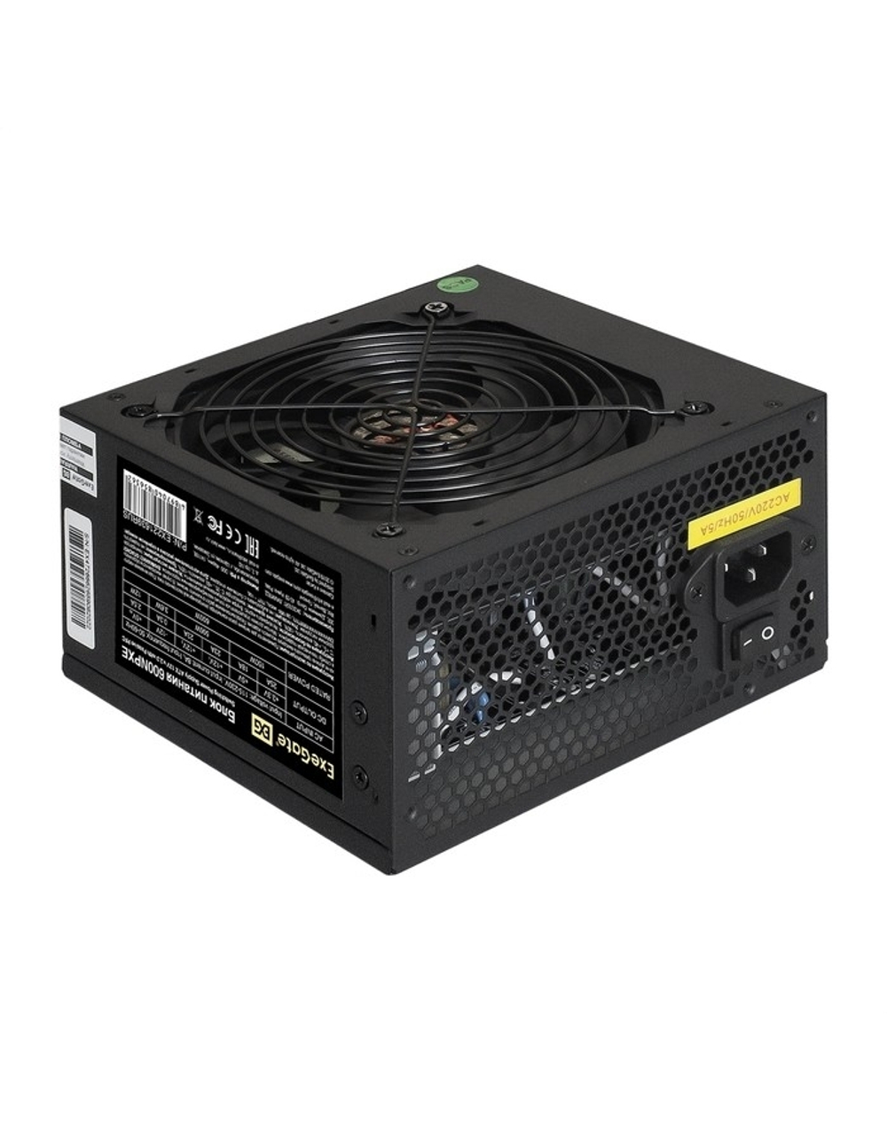 Exegate EX221639RUS-PC Блок питания 600W ExeGate 600NPXE (ATX, PPFC, PC, 12cm fan, 24pin, (4+4)pin, PCIe, 4xSATA, 3xIDE, black, кабель 220V в комплекте)
