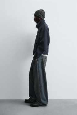 ZARA ТОЛСТОВКА ИЗ ПОЛАРФЛИСА НА МОЛНИИ С ВЫШИВКОЙ, МОРСКОЙ СИНИЙ