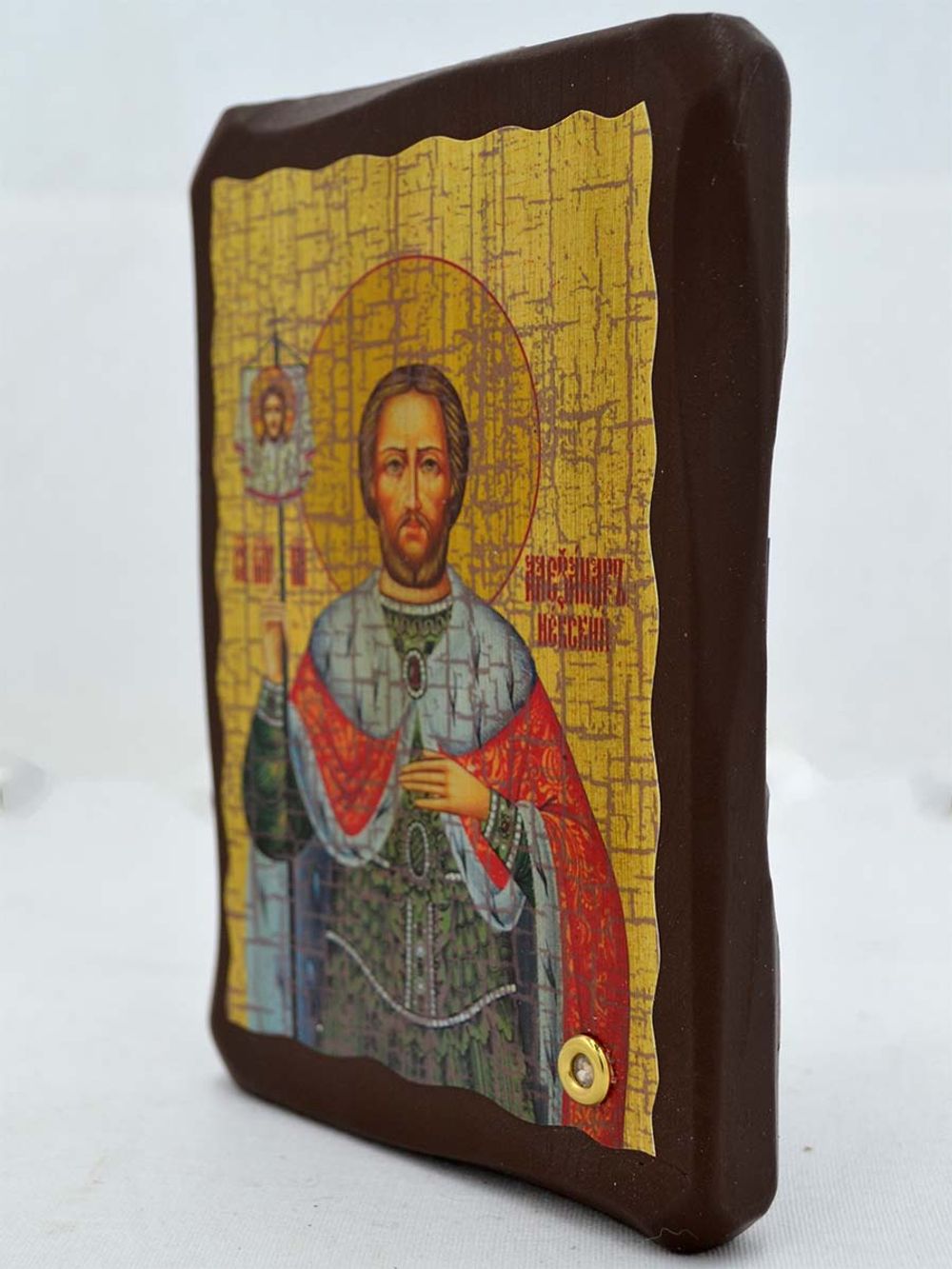 Александр Невский Святой князь. Афонская икона под старину с мощевиком.