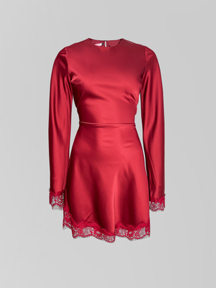 Платье Parijanka 1836 короткое атласное со шнуровкой на спине