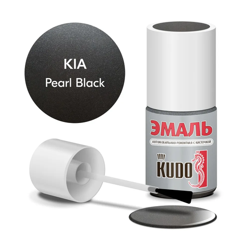 KUDO Эмаль автомобильная ремонтная с кисточкой "KIA 1K Black " (металлик) KU-73350 (15мл)