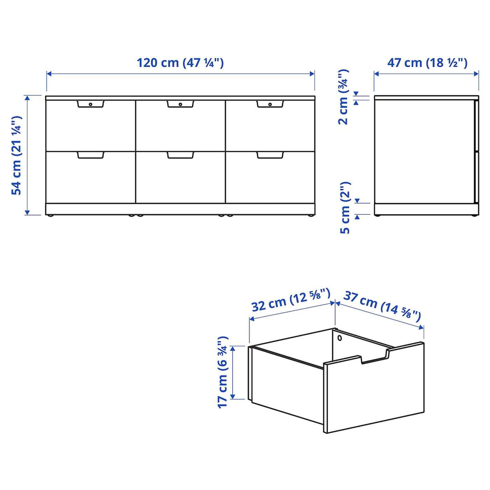 Комод NORDLI IKEA 47х120х54 см (МДФ) Белый DM635-6 90*45*70 см,    Фиеста