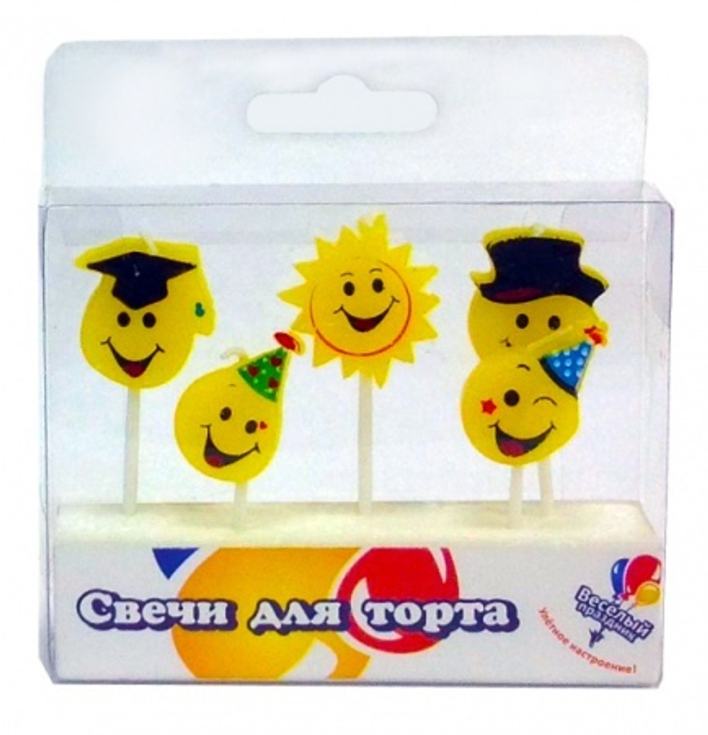 РАСПРОДАЖА Свечи СМАЙЛИКИ (5шт в уп)