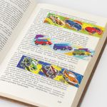 Закладки для книг с магнитом МАШИНЫ, набор 6 шт., блестки, ЮНЛАНДИЯ, 129619