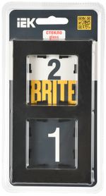 BRITE Рамка 2-местная РУ-2-2-Бр стекло черный матовый IEK