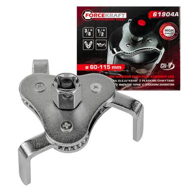 Съемник масляного фильтра ''краб''с плоскими захватами 1/2'', в блистере FORCEKRAFT FK-61904A