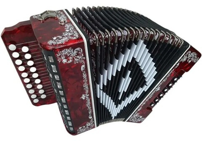 ГАРМОНЬ "ЧАЙКА" (S48ХL, 19х12), ЦВЕТ КРАСНЫЙ, РОСПИСЬ "БЕЛЫМ"