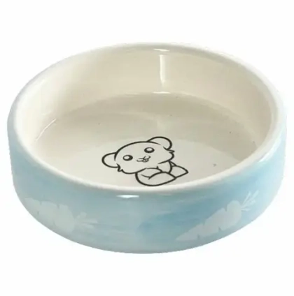 HOMEPET Миска для мелких грызунов керамическая голубая, 75 мл, 8,5*8,5*3 см