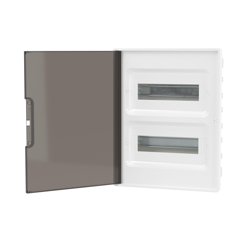 Щиток 24 мод встраиваемый FRAME, белый, с тонированной дверцей, с 4 шинами PEN (2шт на 8 отв. и 2шт на 6 отв.)