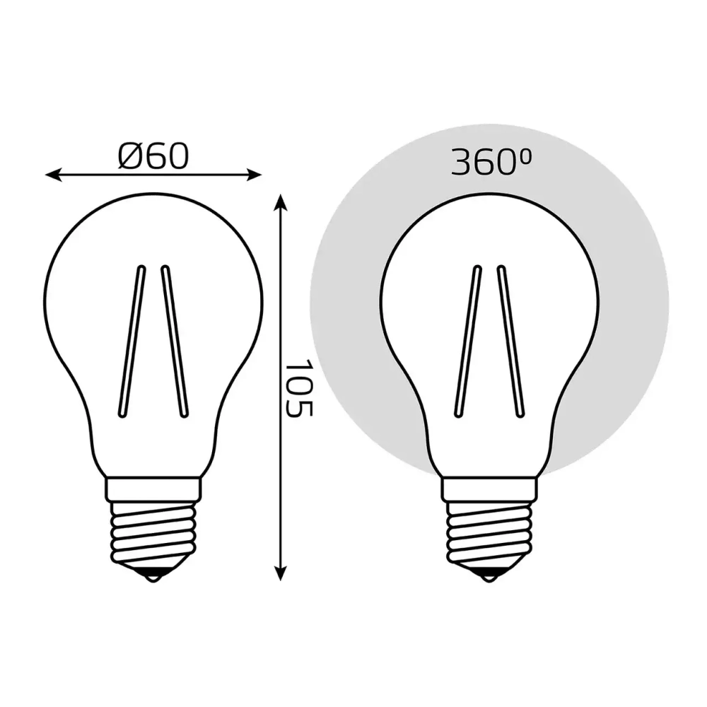 Лампа Gauss LED Filament А60 8W E27 780lm 4100K 102802208