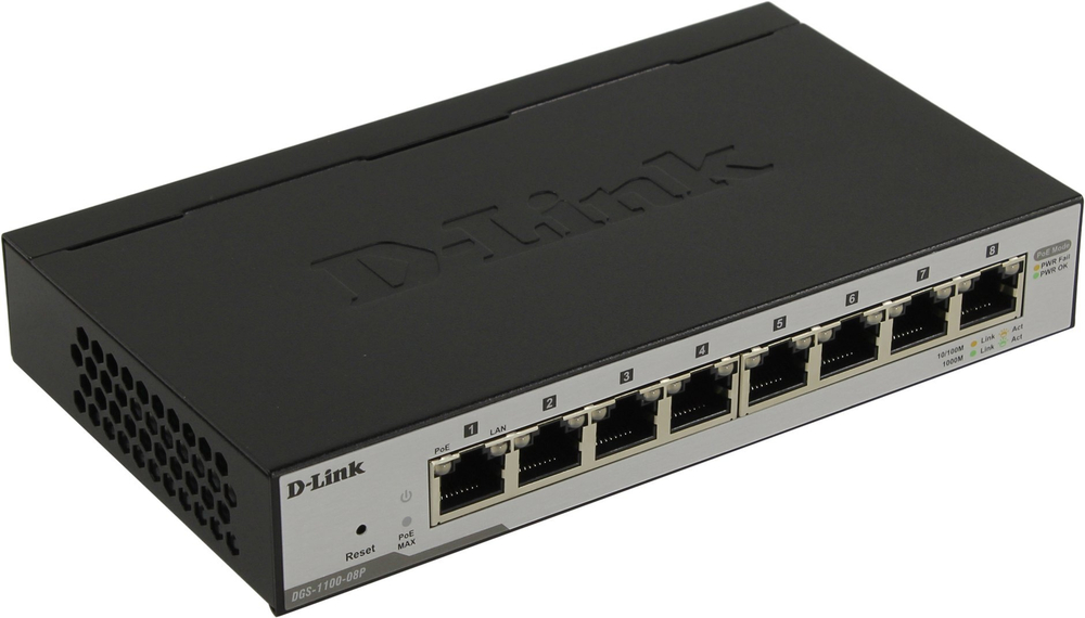 D-Link &lt; DGS-1100-08P &gt; Управляемый коммутатор (8UTP 10 / 100 / 1000Mbps PoE)