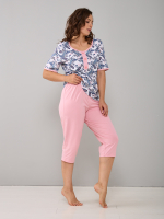 Пижама с бриджами КД-063/розовый-белыеогурцы