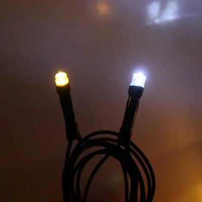 Гирлянда для улицы «Мерцание» 11м 120 ламп LED чёрный провод,1 реж.,IP-54, Теплый белый, белое мерцание (возможность соединения)