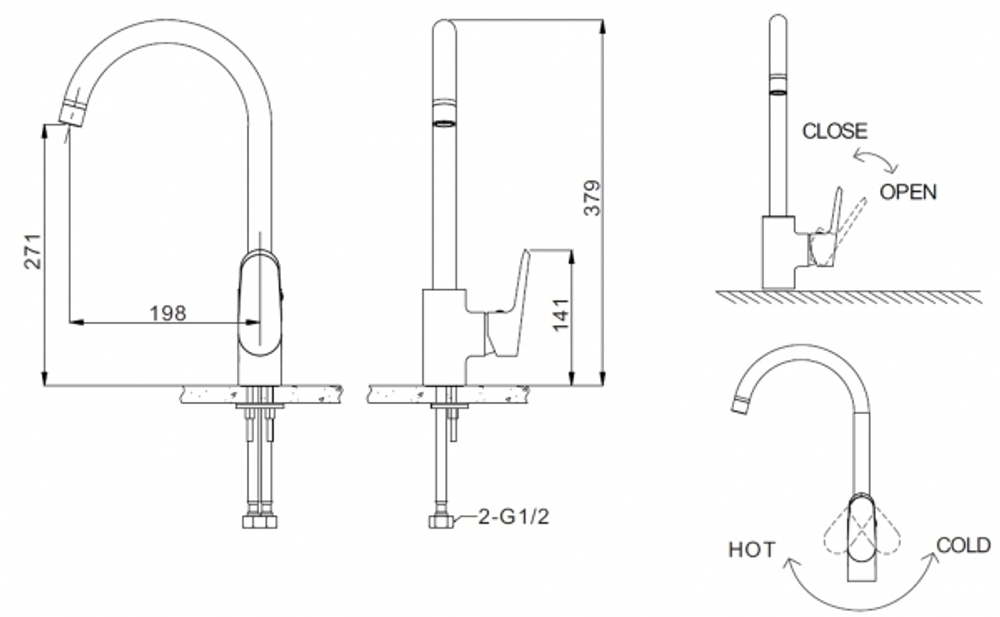 Смеситель для кухни Bravat Pure