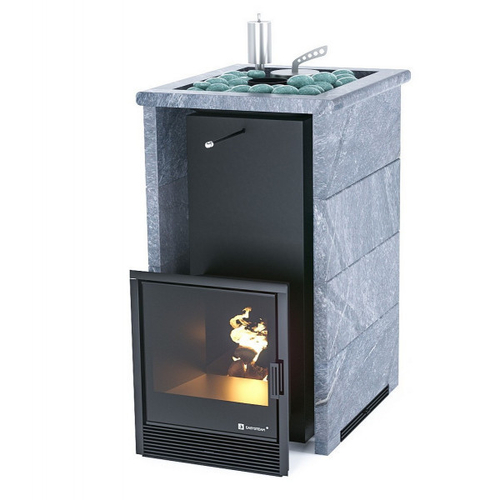 Банная печь ИзиСтим Сочи в трехстороннем кожухе с открытым верхом