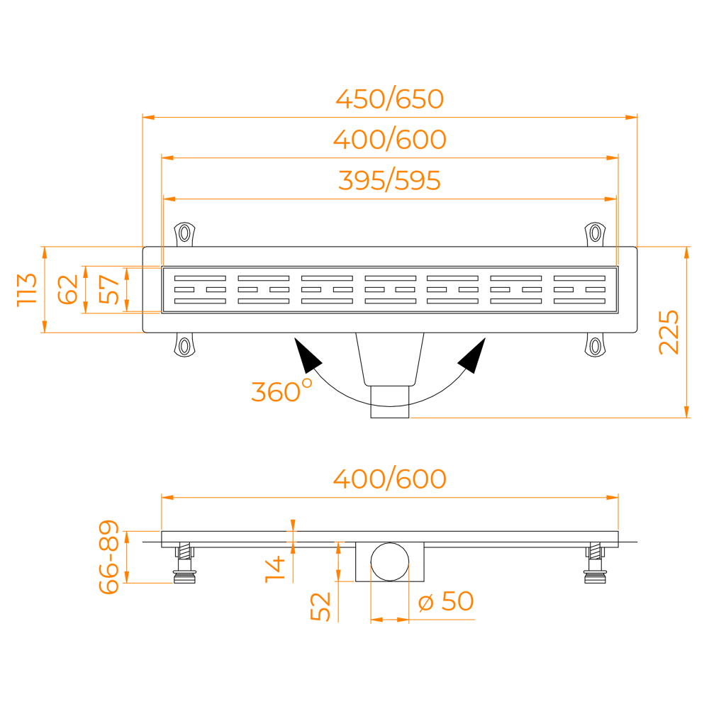 Душевой лоток Drain Leo-30Gb (400)
