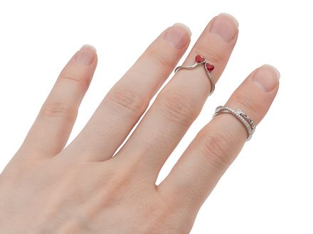 Фаланговое кольцо "Сердечки" 7.5мм, эмаль