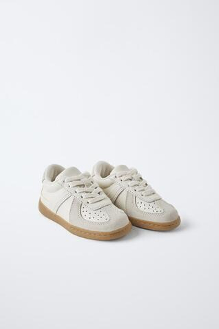 ZARA КОЖАНЫЕ КРОССОВКИ, БЕЛЫЙ