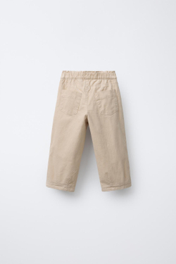 ZARA БРЮКИ BAGGY ИЗ ТОНКОГО ВЕЛЬВЕТА С ПОДКЛАДКОЙ, ЭКРЮ