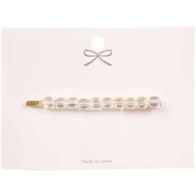 Зажим для волос 1шт на блистере «ПЕРСЕЯ», бусинки, прозрачные, 6*1.5см