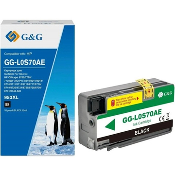Картридж G&G, аналог HP 953XL (L0S70AE) для OfficeJet Pro 8710/8720/8730/8210, черный (2K) 58ml