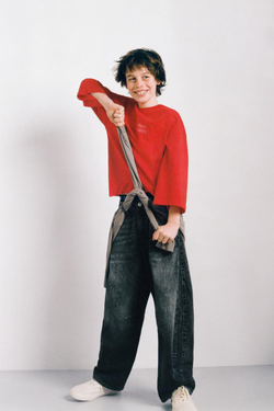 ZARA ФУТБОЛКА С НАДПИСЬЮ, КРАСНЫЙ