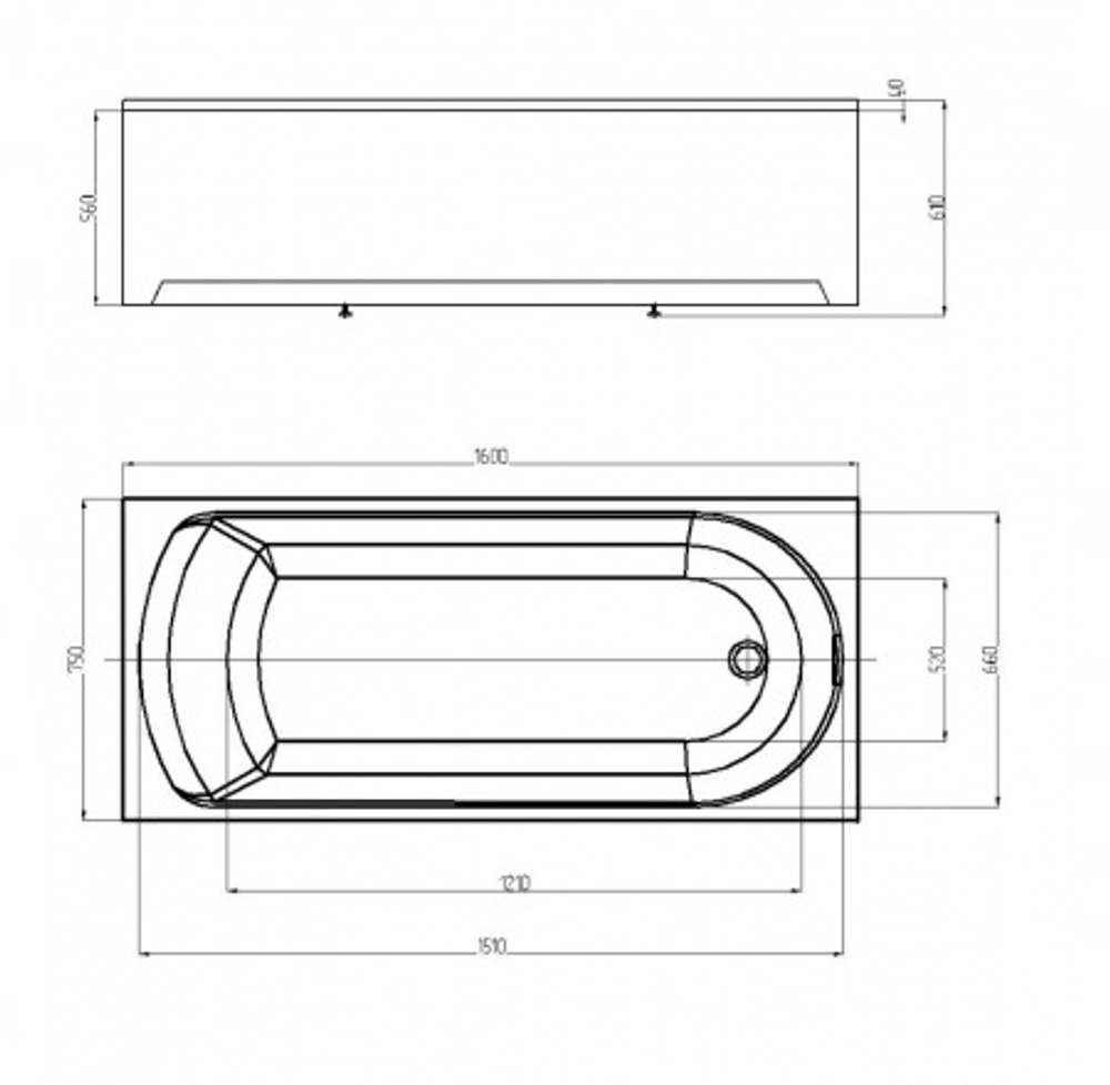 Ванна акриловая AZARIO ADELINA прямоугольная 160*75 см AV.0010160