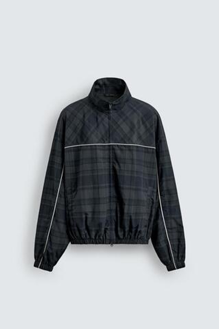 ZARA ТЕХНИЧЕСКАЯ КУРТКА В КЛЕТКУ С КОНТРАСТОМ, СИНИЙ