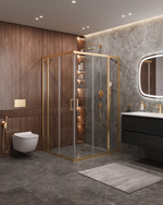 Душевой уголок Cezares MOLVENO-AH-22-130/120-C-BORO-IV, 130х120х195, профиль брашированное золото, прозрачное стекло