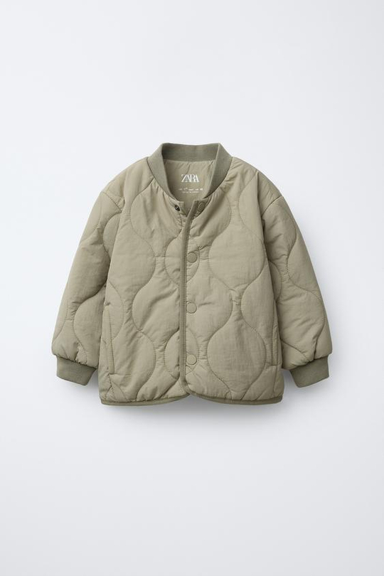 ZARA СТЕГАНЫЙ БОМБЕР, ХАКИ