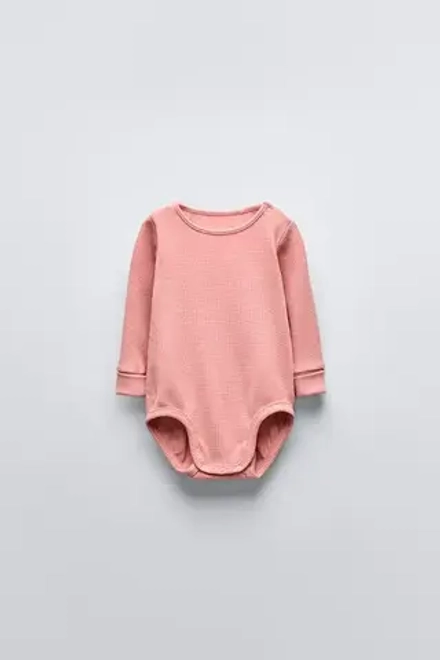 ZARA НАБОР ИЗ ДВУХ БОДИ С ВАФЕЛЬНЫМ УЗОРОМ, МЯГКИЙ РОЗОВЫЙ