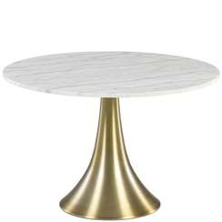 Стол Oria Ø120 см, белый мрамор на золотой ножке