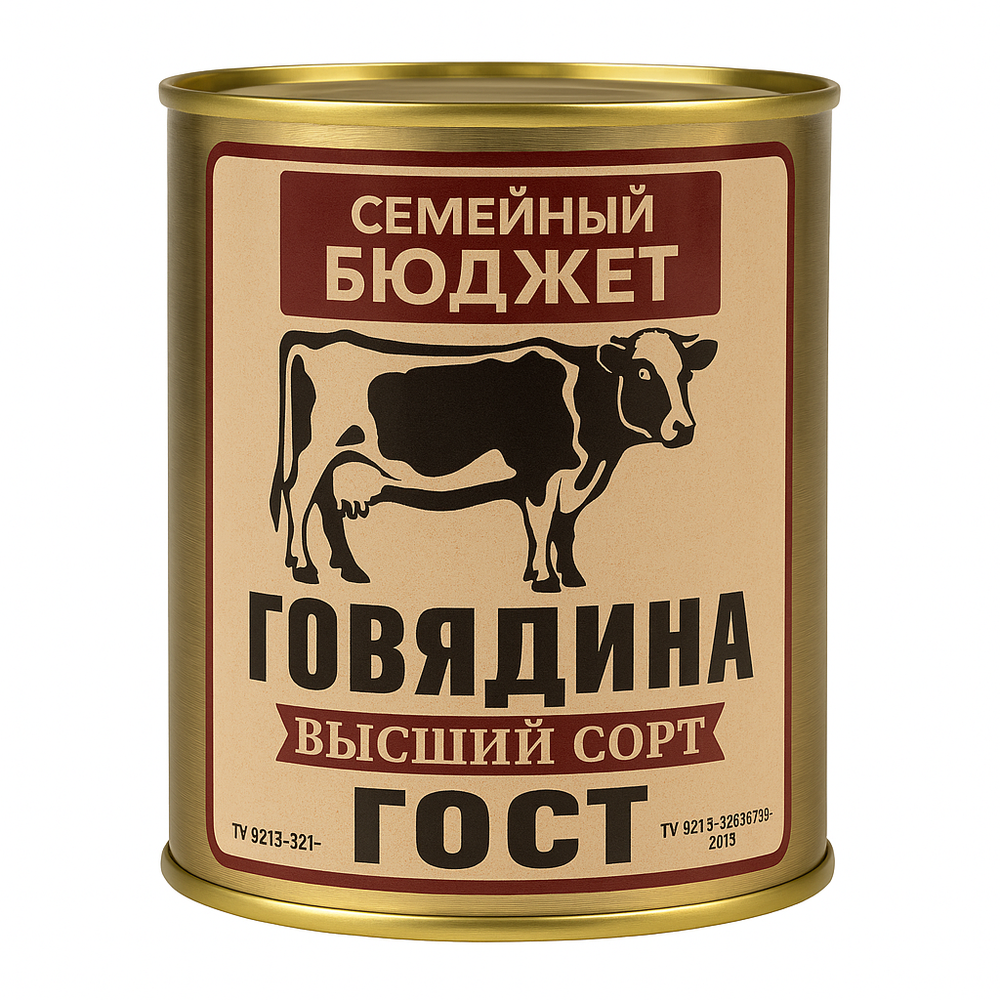 Тушенка Высший Сорт говяжья Семейный Бюджет 325 гр