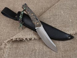 Нож для бушкрафта "Велес", сталь VG-10/Elmax, рукоять микарта (камуфляж)