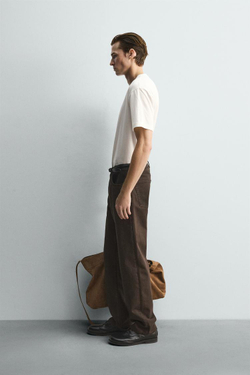 ZARA ФУТБОЛКА ИЗ МЕРСЕРИЗОВАННОГО ХЛОПКА С КОРОТКИМИ РУКАВАМИ, БЕЛЫЙ