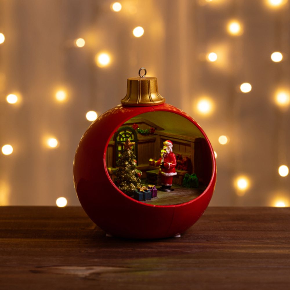 Светодиодная новогодняя фигура ЭРА EFIS-S03 композиция Шар красный мультиколор 3*АА 15*15*17 см | Фигуры