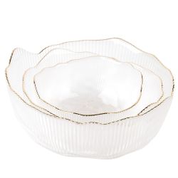 Салатник, набор 3шт. "Frost stripe" (белый) d=12,5/15,5/19см (стекло) (транспортная упаковка)