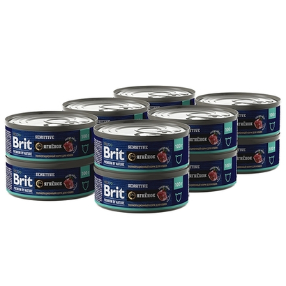 Консервы Brit Premium by Nature Sensitive для взрослых кошек с чувствительным пищеварением, ягнёнок, 12 шт x100 г