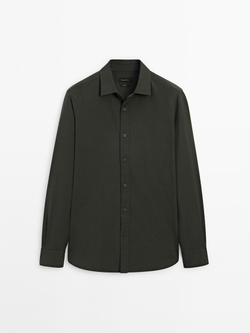 Massimo Dutti Рубашка из 100% хлопкового твила, зеленый
